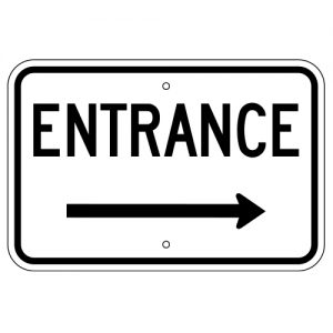 Entrance with Right Arrow Aluminum Sign