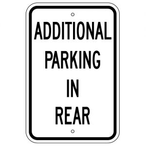 Additional Parking in Rear Aluminum Sign