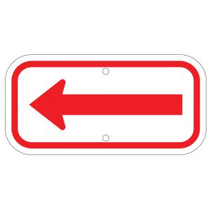 Left Arrow Red Aluminum Sign