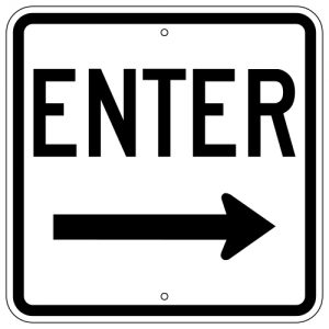 Enter Sign with Right Arrow Square Aluminum Sign