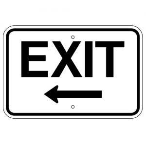 Exit Sign with Left Arrow Horizontal Aluminum Sign