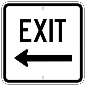 Exit Sign with Left Arrow Square Aluminum Sign
