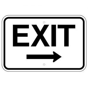 Exit Sign with Right Arrow Horizontal Aluminum Sign