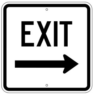 Exit Sign with Right Arrow Square Aluminum Sign