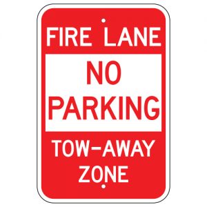 Fire Lane No Parking Tow-Away Zone Red Aluminum Sign