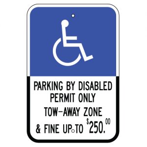 Handicap Symbol Parking by Disabled Permit Fine Florida Aluminum Sign