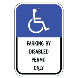 Handicap Symbol Parking by Disabled Permit Only Florida Aluminum Sign