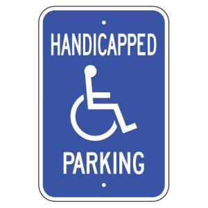 Handicapped Parking with Symbol Blue Aluminum Sign
