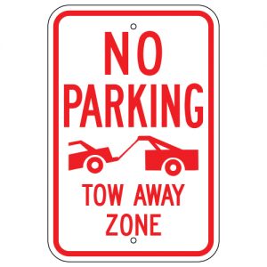 No Parking Tow Away Zone with Truck Symbol Aluminum Sign