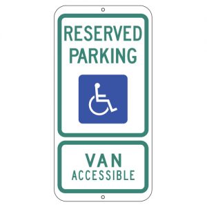 Reserved Parking Van Accessible with Handicap Symbol Aluminum Sign