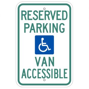 Reserved Parking Van Accessible with Handicap Symbol Aluminum Sign