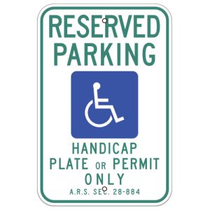 Reserved Parking with Handicap Symbol Aluminum Sign