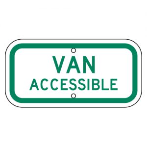 Van Accessible Green Aluminum Sign
