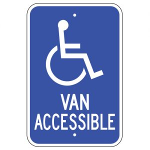 Van Accessible with Handicap Symbol Blue Aluminum Sign