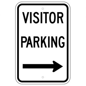 Visitor Parking with Right Arrow Aluminum Sign