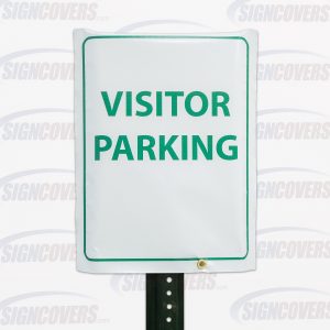 White "Visitor Parking" Parking Sign Slip Cover