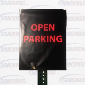 Black "Open Parking" Parking Sign Slip Cover