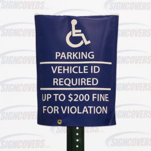 Blue Handicap Vehicle ID Required $200 Fine Parking Sign Slip Cover