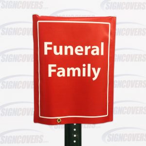 Red "Funeral Family" Parking Sign Slip Cover