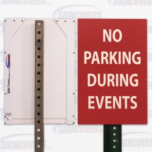 No Parking During Events Parking Sign Slide Cover White on Red