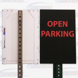 Open Parking Sign Slide Cover Red on Black