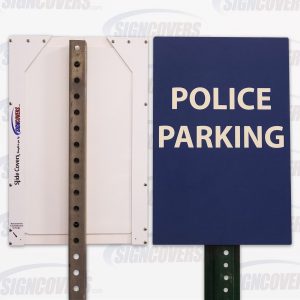 Police Parking Sign Slide Cover White on Blue