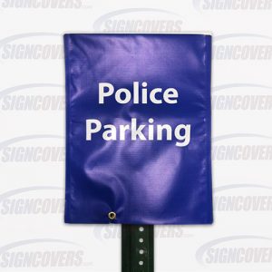 Blue "Police Parking" Parking Sign Slip Cover