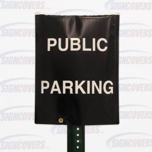 Public Parking Sign Slip Cover White on Black