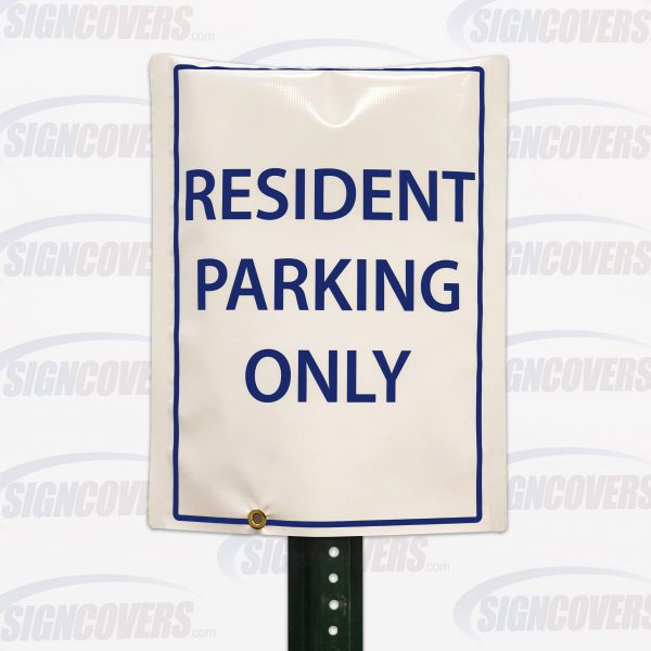 Resident Parking Only Parking Sign Slip Cover Blue on White