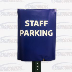 Blue "Staff Parking" Parking Sign Slip Cover