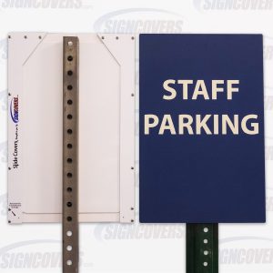 Staff Parking Sign Slide Cover White on Blue