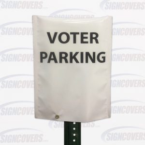 White "Voter Parking" Parking Sign Slip Cover